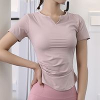 Sports Solid Color Nylon Round Neck Active Tops T-shirt main image 6