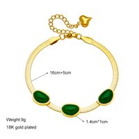 Vintage Style Round 304 Stainless Steel 18K Gold Plated Stone Bracelets In Bulk main image 3