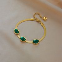 Vintage Style Round 304 Stainless Steel 18K Gold Plated Stone Bracelets In Bulk main image 5
