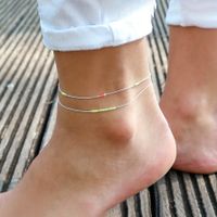 Wholesale Jewelry Basic Round Copper Beads Silver Plated Anklet main image 6