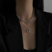 Hip-hop Simple Style Solid Color Alloy Patchwork Women's Layered Necklaces main image 3