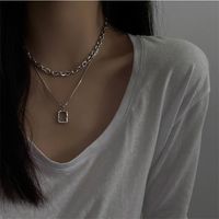 Hip-hop Simple Style Solid Color Alloy Patchwork Women's Layered Necklaces main image 4