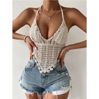 Women's Vest Tank Tops Hollow Out Casual Solid Color main image 2