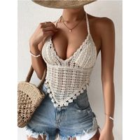 Women's Vest Tank Tops Hollow Out Casual Solid Color main image 6