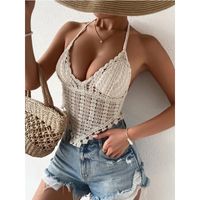 Women's Vest Tank Tops Hollow Out Casual Solid Color main image 5