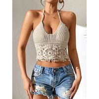 Women's Vest Tank Tops Hollow Out Classic Style Solid Color main image 4