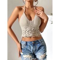 Women's Vest Tank Tops Hollow Out Classic Style Solid Color sku image 1