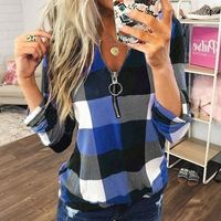 Women's Blouse Long Sleeve Blouses Patchwork Vacation Color Block sku image 6