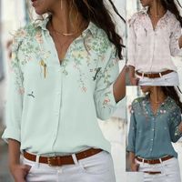 Women's Blouse Long Sleeve Blouses Printing Classic Style Flower main image 5