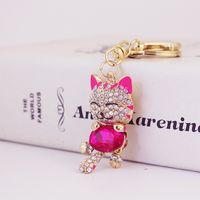 Cute Diamond Lucky Cat Sac Accessoires Chat Pendentif En Métal Porte-clés Pour Femmes sku image 16