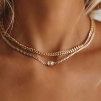 201 Stainless Steel Glass Gold Plated Casual Simple Style Plating Three-dimensional Square Zircon Pendant Necklace main image 5