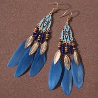 Ethnic Style Bohemian Leaf Water Droplets Feather Women's Drop Earrings sku image 5