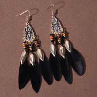 Ethnic Style Bohemian Leaf Water Droplets Feather Women's Drop Earrings sku image 4