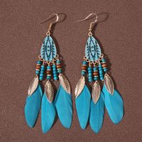 Ethnic Style Bohemian Leaf Water Droplets Feather Women's Drop Earrings sku image 6