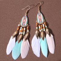 Ethnic Style Bohemian Leaf Water Droplets Feather Women's Drop Earrings sku image 10