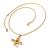 Ig Style Cross Stainless Steel Plating Inlay Agate 18k Gold Plated Pendant Necklace main image 4