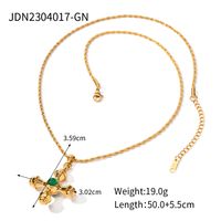 Ig Style Cross Stainless Steel Plating Inlay Agate 18k Gold Plated Pendant Necklace sku image 2