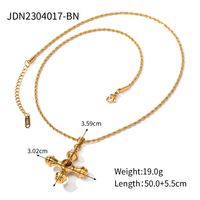 Ig Style Cross Stainless Steel Plating Inlay Agate 18k Gold Plated Pendant Necklace sku image 1