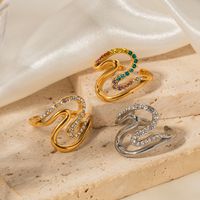 Simple Style Irregular Stainless Steel Irregular Plating Inlay Diamond 18k Gold Plated Rings main image 6