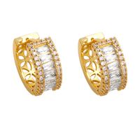 1 Pair Shiny Round Plating Inlay Copper Zircon 18k Gold Plated Hoop Earrings main image 2