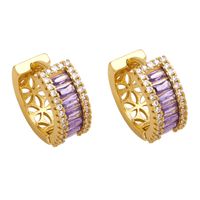 1 Pair Shiny Round Plating Inlay Copper Zircon 18k Gold Plated Hoop Earrings main image 3