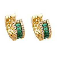 1 Pair Shiny Round Plating Inlay Copper Zircon 18k Gold Plated Hoop Earrings main image 5