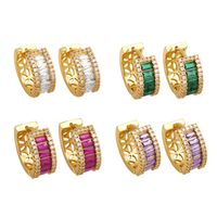 1 Pair Shiny Round Plating Inlay Copper Zircon 18k Gold Plated Hoop Earrings main image 1