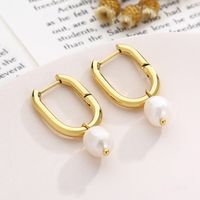 1 Pair Vintage Style French Style Round Pearl Plating Stainless Steel 18K Gold Plated Drop Earrings main image 7