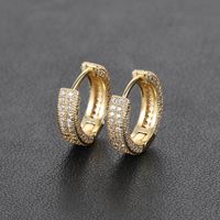 1 Pair Hip-hop Simple Style Round Solid Color Inlay Copper Zircon Hoop Earrings sku image 1