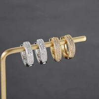 1 Pair Hip-hop Simple Style Round Solid Color Inlay Copper Zircon Hoop Earrings main image 1