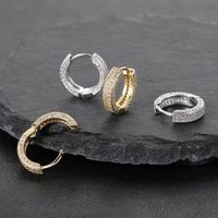 1 Pair Hip-hop Simple Style Round Solid Color Inlay Copper Zircon Hoop Earrings main image 4