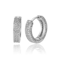 1 Pair Hip-hop Simple Style Round Solid Color Inlay Copper Zircon Hoop Earrings main image 3