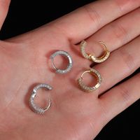 1 Pair Hip-hop Simple Style Round Solid Color Inlay Copper Zircon Hoop Earrings main image 5