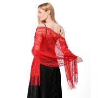 Women's Elegant Solid Color Flower Polyester Lace Shawls sku image 6