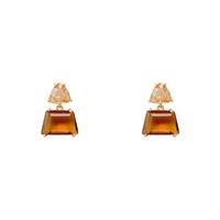 1 Pair Korean Style Square Inlay Copper Crystal Drop Earrings main image 2