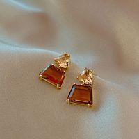 1 Pair Korean Style Square Inlay Copper Crystal Drop Earrings main image 4