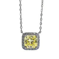 Style Simple Carré Argent Sterling Placage Incruster Diamant À Haute Teneur En Carbone Pendentif main image 5