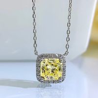 Einfacher Stil Quadrat Sterling Silber Überzug Inlay Diamant Mit Hohem Kohlenstoffgehalt Halskette Mit Anhänger sku image 1