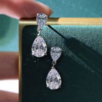 1 Pair Simple Style Commute Water Droplets Sterling Silver Inlay High Carbon Diamond Drop Earrings main image 4