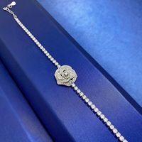 De Gros Élégant Fleur Argent Sterling Placage Incruster Diamant À Haute Teneur En Carbone Bracelets main image 5