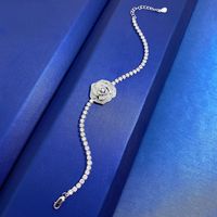 De Gros Élégant Fleur Argent Sterling Placage Incruster Diamant À Haute Teneur En Carbone Bracelets main image 4