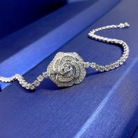 De Gros Élégant Fleur Argent Sterling Placage Incruster Diamant À Haute Teneur En Carbone Bracelets main image 2