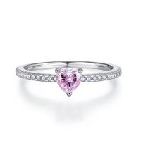 Elegant Glam Heart Shape Sterling Silver Inlay High Carbon Diamond Rings sku image 1
