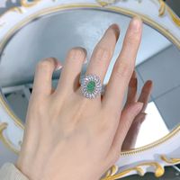 Wholesale Classic Style Color Block Oval Sterling Silver Zircon Rings main image 6