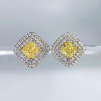 1 Pair Glam Luxurious Square Water Droplets Flower Sterling Silver Inlay Zircon Earrings main image 2