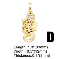 Cute Sweet Rabbit Hippocampus Bear 18k Gold Plated Zircon Copper Wholesale Pendants Jewelry Accessories main image 3