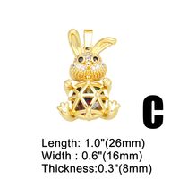 Cute Sweet Rabbit Hippocampus Bear 18k Gold Plated Zircon Copper Wholesale Pendants Jewelry Accessories main image 4