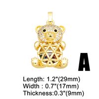 Cute Sweet Rabbit Hippocampus Bear 18k Gold Plated Zircon Copper Wholesale Pendants Jewelry Accessories main image 6