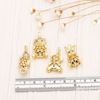 Cute Sweet Rabbit Hippocampus Bear 18k Gold Plated Zircon Copper Wholesale Pendants Jewelry Accessories main image 2