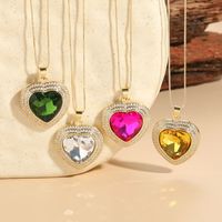 Elegant Luxurious Classic Style Heart Shape Copper Plating Inlay Zircon 14k Gold Plated Pendant Necklace main image 6